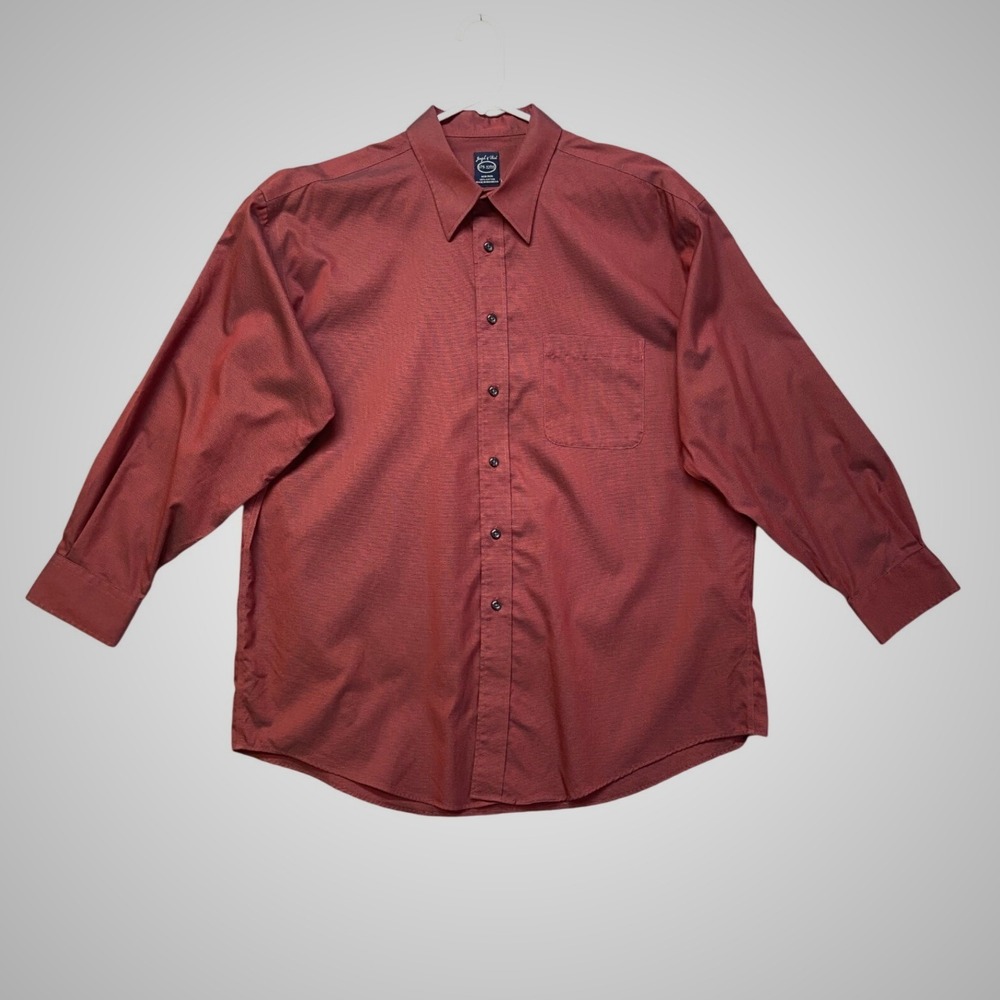 Joseph & Feiss Dress Shirt Mens 17.5 32/33 Burgundy Excellent Non-Iron Cotton